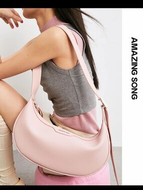 Soft Pink Crescent Shoulder Bag